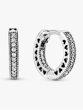 Pandora Pavé Heart Hoop Earrings